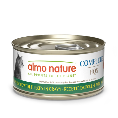 Almo Nature Complete HQS Wet Cat Food - Chicken Recipe w/ Turkey in Gravy - 2.47oz Can