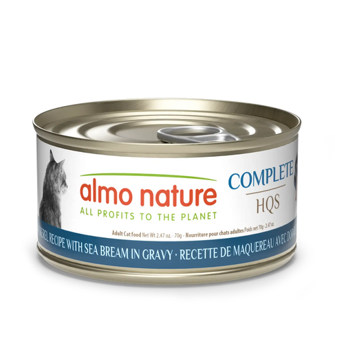 Almo Nature Complete HQS Wet Cat Food - Mackerel Recipe w/ Sea Bream in Gravy - 2.47oz Can