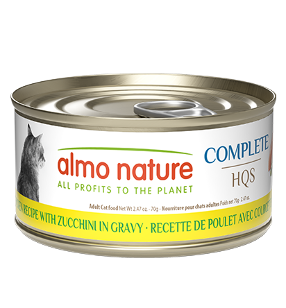 Almo Nature Complete HQS Wet Cat Food - Chicken Recipe with Zucchini in Gravy - 2.47oz Can