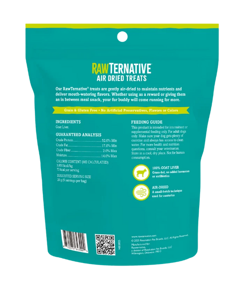 RawTernative Air Dried Dog Treats - Goat Liver - 3.5oz Pouch