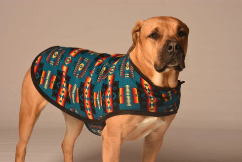 Chilly Dog Blanket Dog Coat - Large - Southwest Turquoise