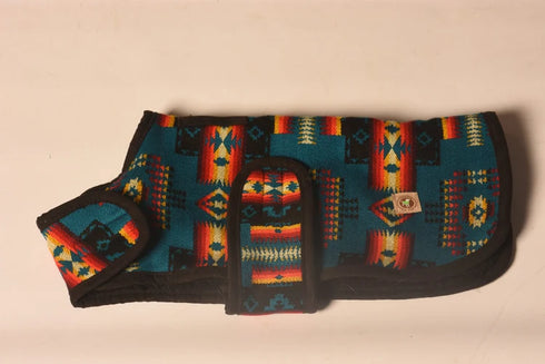 Chilly Dog Blanket Dog Coat - Large - Southwest Turquoise