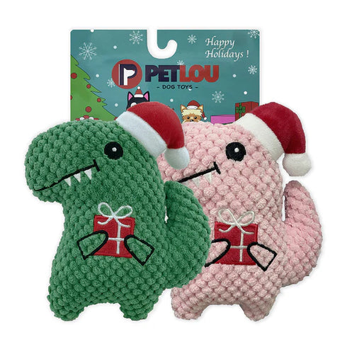 Petlou Christmas Twin Dinos Dog Toy - 2 Pack - 6"