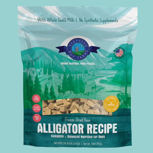 Shepherd Boy Farms Freeze Dried Dog Food - Alligator - 14oz Pouch