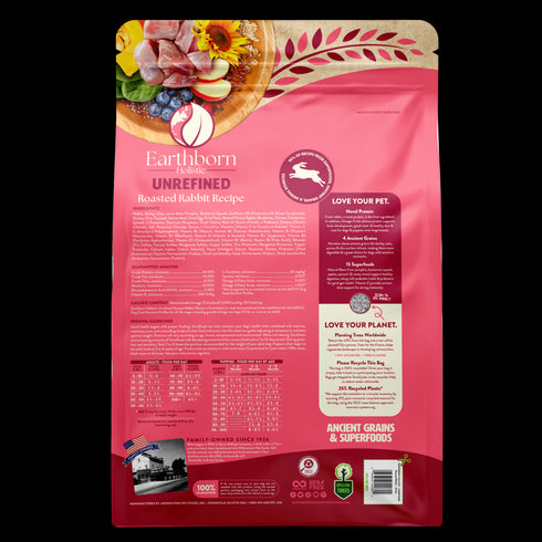 Earthborn Holistic Ancient Grains Dry Dog Food - Unrefined Roasted Rabbit - 25lb Bag