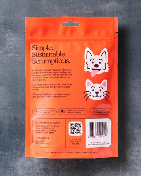 Maddie McGee's Mountain Munchies Freeze Dried Cat & Dog Treats - Salmon Skins - 3oz Pouch