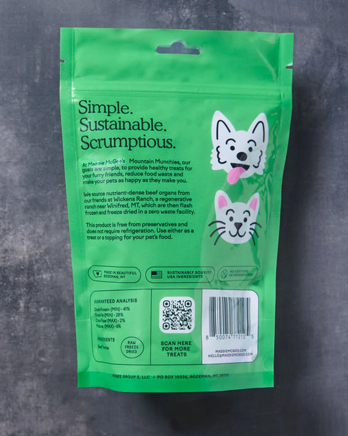 Maddie McGee's Mountain Munchies Freeze Dried Dog & Cat Treats - Beef Tracheo's - 3oz Pouch