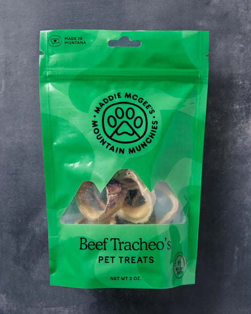 Maddie McGee's Mountain Munchies Freeze Dried Dog & Cat Treats - Beef Tracheo's - 3oz Pouch