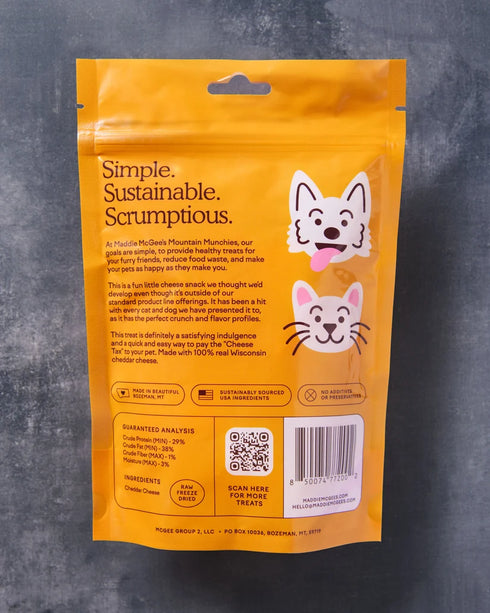 Maddie McGee's Mountain Munchies Freeze Dried Cat & Dog Treats - Cheddar Cheese Cubes - 3oz Pouch