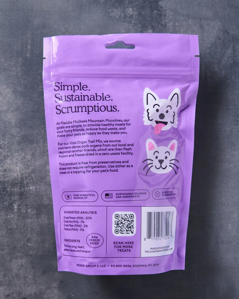 Maddie McGee's Mountain Munchies Vital Organ Trail Mix Freeze Dried Cat & Dog Treats - Pork - 3oz Pouch