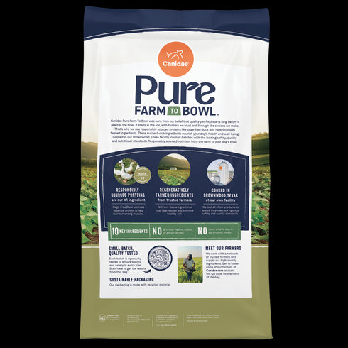 Canidae Pure Farm To Bowl Grain Free Dry Dog Food - Duck & Sweet Potato - 22lb Bag