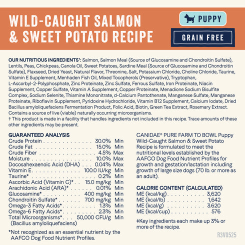 Canidae Pure Farm To Bowl Grain Free Puppy Dry Dog Food - Salmon & Sweet Potato - 22lb Bag