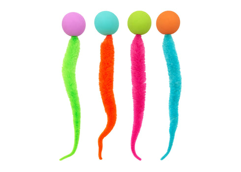 MultiPet Foam Ball With Tail Dog Toy - 4 Pack - Assorted Colors