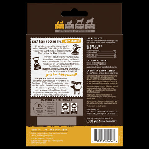Earth Animal No-Hide Stix Dog Treats - Peanut Butter - 3oz Bag 20ct