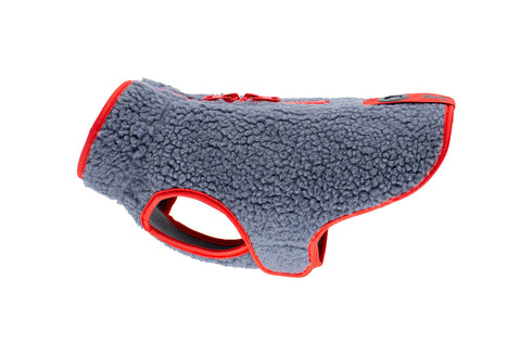 RC Pets Tundra Fleece Dog Coat - Size 8 - Dark Grey & Goji Berry