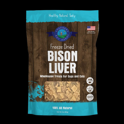 Shepherd Boy Farms Freeze Dried Raw Dog Treats - Bison Liver - 8oz