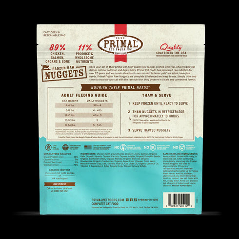 Primal Nuggets Frozen Raw Cat Food - Chicken & Salmon - 3lb Bag