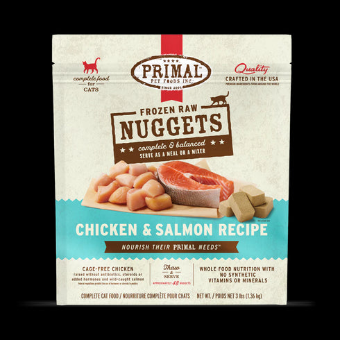 Primal Nuggets Frozen Raw Cat Food - Chicken & Salmon - 3lb Bag