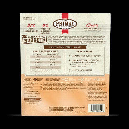 Primal Nuggets Frozen Raw Cat Food - Pork - 3lb Bag