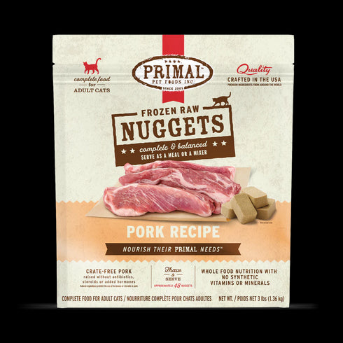 Primal Nuggets Frozen Raw Cat Food - Pork - 3lb Bag