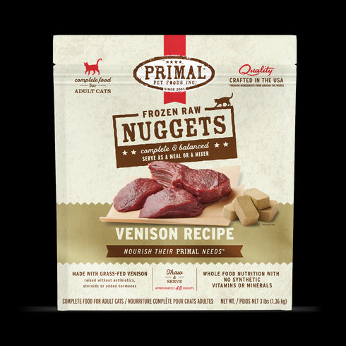 Primal Nuggets Frozen Raw Cat Food - Venison - 3lb Bag