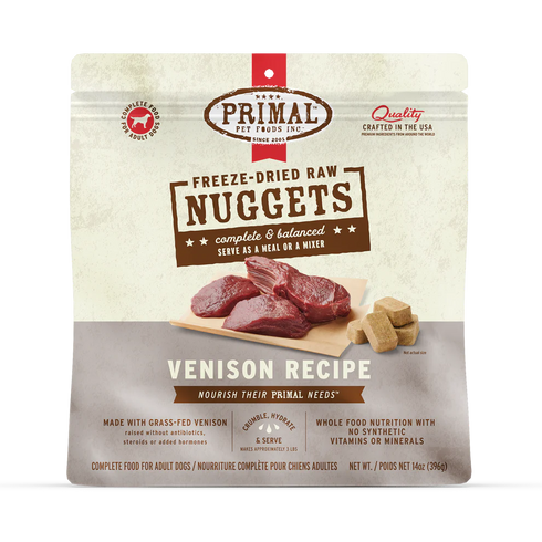 Primal Freeze Dried Raw Nuggets Dog Food - Venison - 14oz Pouch