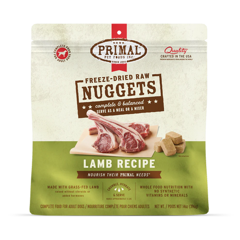 Primal Freeze Dried Raw Nuggets Dog Food - Lamb - 14oz Pouch
