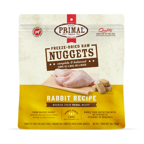 Primal Freeze Dried Raw Nuggets Dog Food - Rabbit - 14oz Pouch