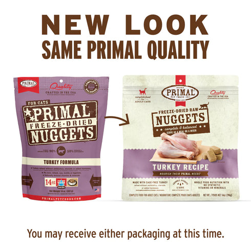 Primal Freeze Dried Raw Nuggets Cat Food - Turkey - 14oz Pouch