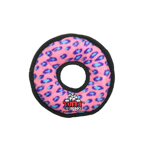 Tuffy's Junior Ring Bone Dog Toy - pink leopard