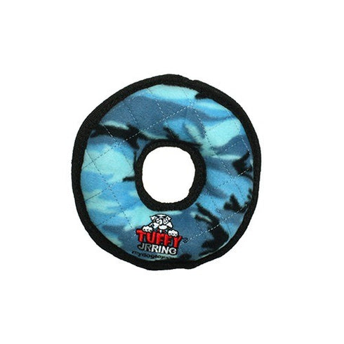 Tuffy's Junior Ring Bone Dog Toy, blue camo