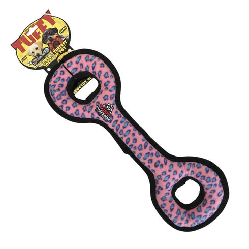 Tuffy's Ultimate Tug-O-War Bone Dog Toy, pink leopard
