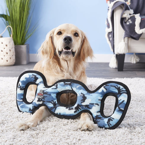 Tuffy Ultimate 3-Way Tug Bone Dog Toy, blue camo