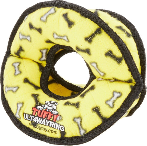 Tuffy Ultimate 4 Way Ring Dog Toy - yellow