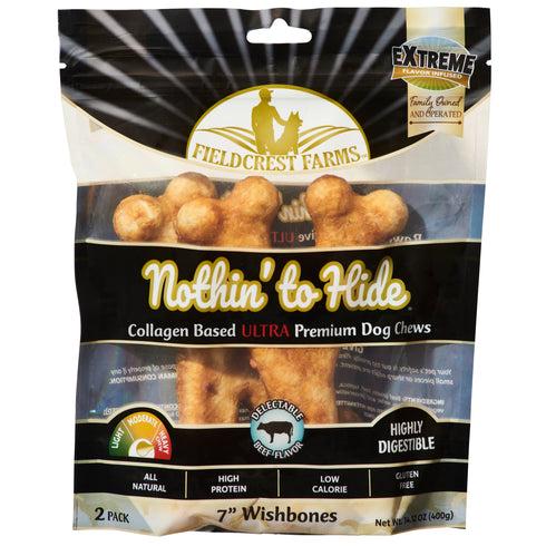 Nothin' To Hide Ultra Wishbone Dog Chew Treat - Beef - 7" - 2 Pack