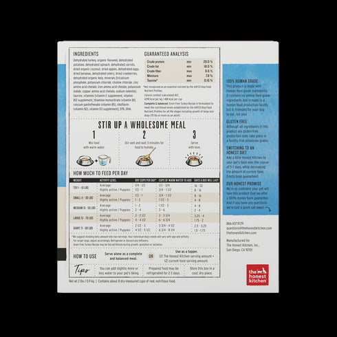 Honest Kitchen Grain Free Turkey Recipe Dehydrated Dog Food 2lb - Poudre Pet and Feed Supply