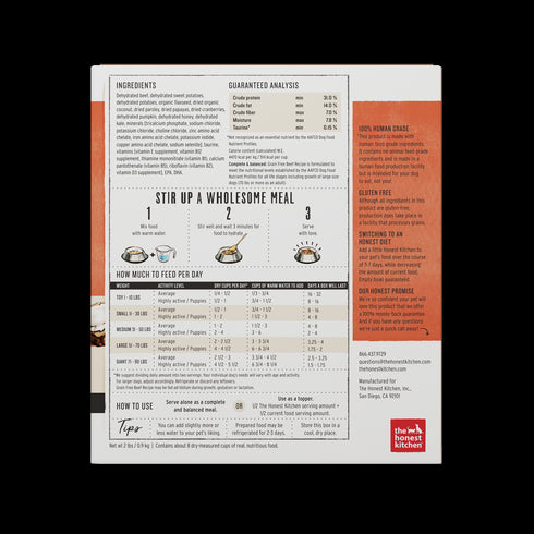 Honest Kitchen Grain Free Beef Recipe Dehydrated Dog Food 2lb - Poudre Pet and Feed Supply