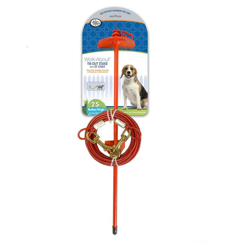 Four Paws Walk-About Tie-Out Stake With Cable 25 Feet - Poudre Pet & Feed Supply