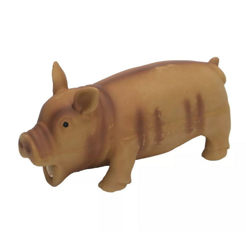 Rascals Latex Grunting Dog Toy Pig Brown 6.25" - Poudre Pet & Feed Supply