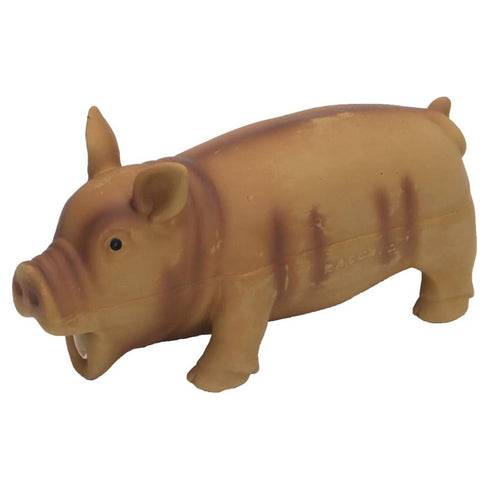 Rascals Latex Dog Toy Pig Brown 7.25" - Poudre Pet and Feed Supply