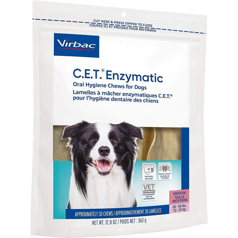 Virbac C.E.T Enzymatic Oral Hygiene Chews for Medium Dogs 30Ct - Poudre Pet and Feed Supply