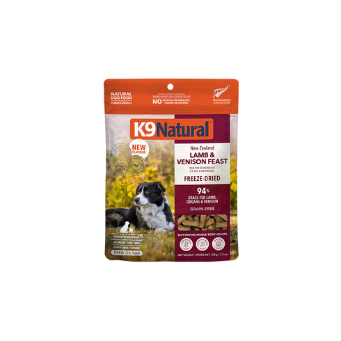K9 Natural Grain Free Freeze Dried Dog Food - Lamb & Venison Feast - 3.5oz Pouch