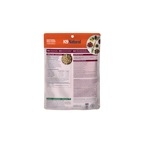 K9 Natural Grain Free Freeze Dried Dog Food - Lamb & Venison Feast - 3.5oz Pouch