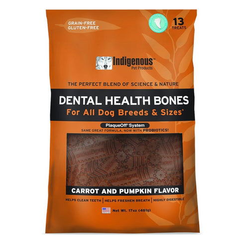 Indigenous Dental Health Bones Carrot & Pumpkin Flavor Dog Treats 17oz poudrefeed.com