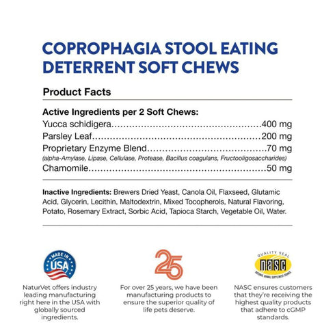 Naturvet Coprophagia Stool Eating Deterrent Soft Chews 70ct - Poudre Pet and Feed Supply