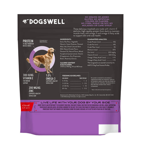 Dogswell Skin & Coat Meatballs Grain Free Duck Flavor Dog Treats 14 oz