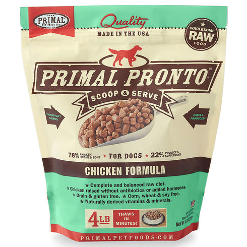 Primal Raw Frozen Pronto Chicken Formula Dog Food 4lb - Poudre Pet and Feed Supply