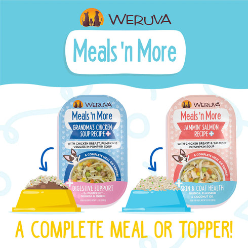 Weruva Meals 'n More Woof Woof Floof Skin & Coat Wet Dog Food Variety Pack - 10 3.5oz Cups