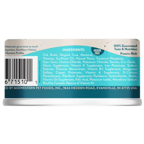 Earthborn Holistic Wet Cat Food - Monterey Medley Skipjack Tuna & Grilled Mackerel - 3oz Can
