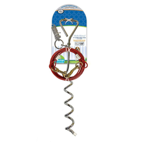 Four Paws Walk-About Combo Dog Tie-Out Stake With Cable 15 Feet - Poudre Pet & Feed Supply